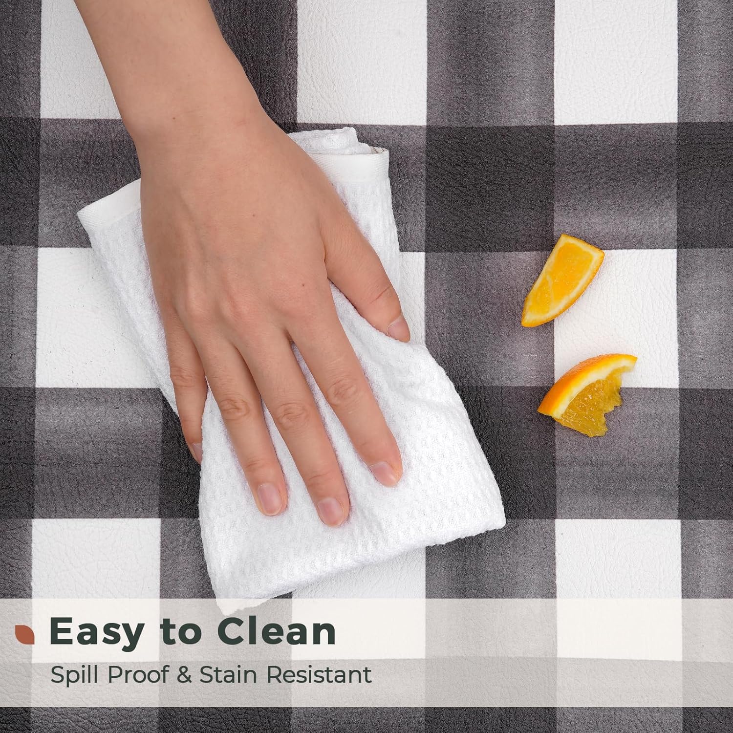 FRESHMINT Modern Farmhouse Plaid 2 Piece Set Kitchen Mats for Floor Anti Fatigue Waterproof & Non-Skid Kitchen Rugs Cushioned Kitchen Mat for Standing Washable Comfort Desk Kitchen Runners - Image 4