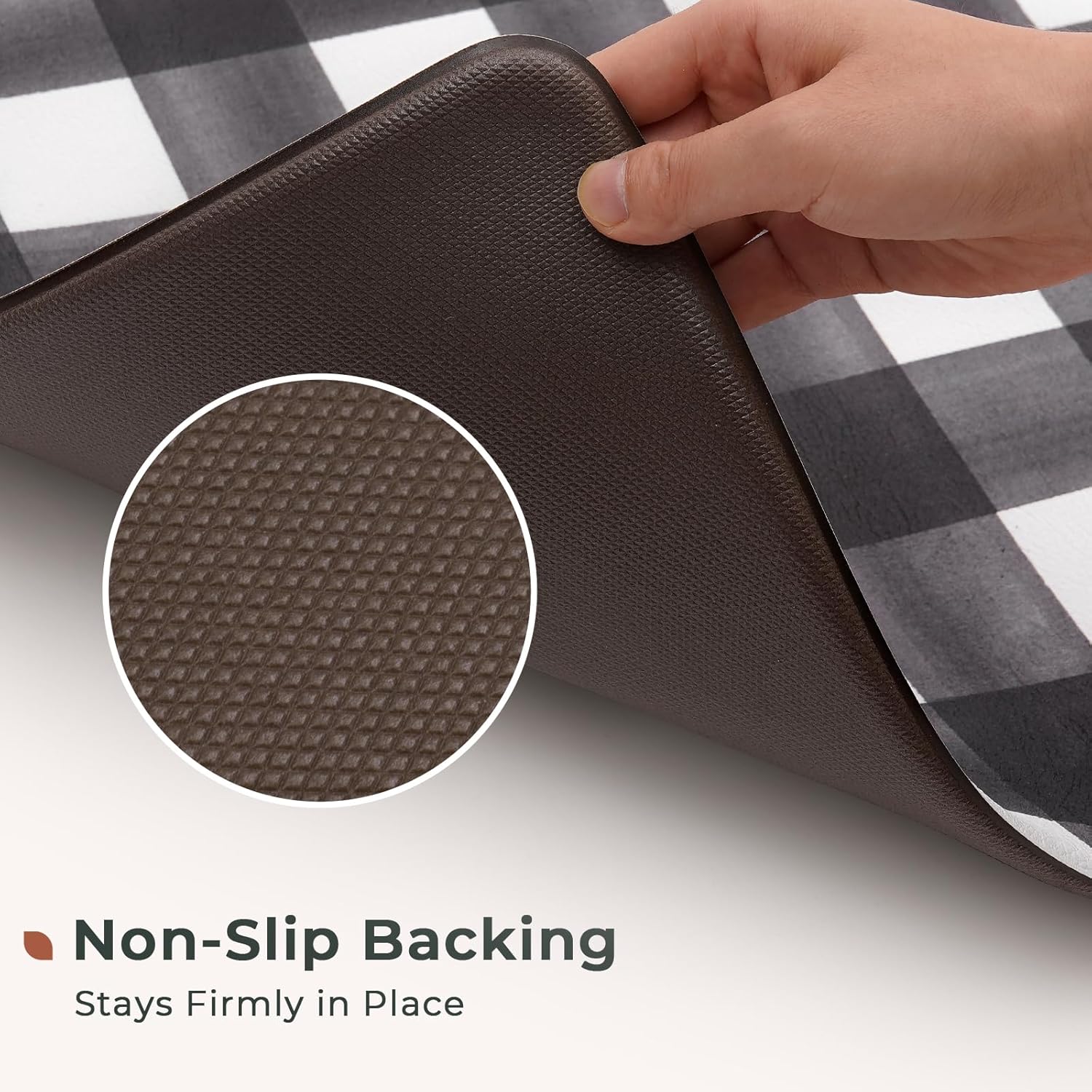FRESHMINT Modern Farmhouse Plaid 2 Piece Set Kitchen Mats for Floor Anti Fatigue Waterproof & Non-Skid Kitchen Rugs Cushioned Kitchen Mat for Standing Washable Comfort Desk Kitchen Runners - Image 5