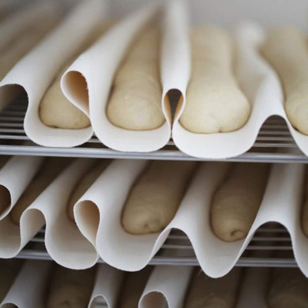 Hemoton Sourdough Basket Cloth Linen Bakers Dough Couche Proofing Cloth Cotton Pastry Bread Towel Fermented Mat Shaping Tool for Loafs Ciabatta Kitchen 150x60cm Beige Baking Basket Liner - Image 2