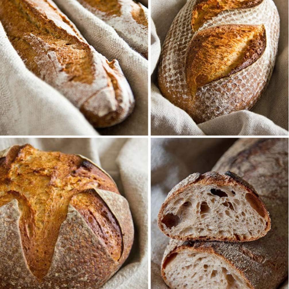 Hemoton Sourdough Basket Cloth Linen Bakers Dough Couche Proofing Cloth Cotton Pastry Bread Towel Fermented Mat Shaping Tool for Loafs Ciabatta Kitchen 150x60cm Beige Baking Basket Liner - Image 3