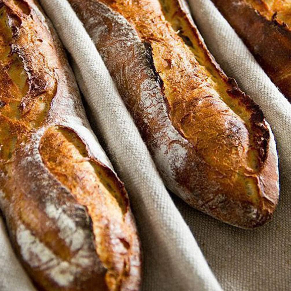 Hemoton Sourdough Basket Cloth Linen Bakers Dough Couche Proofing Cloth Cotton Pastry Bread Towel Fermented Mat Shaping Tool for Loafs Ciabatta Kitchen 150x60cm Beige Baking Basket Liner - Image 8