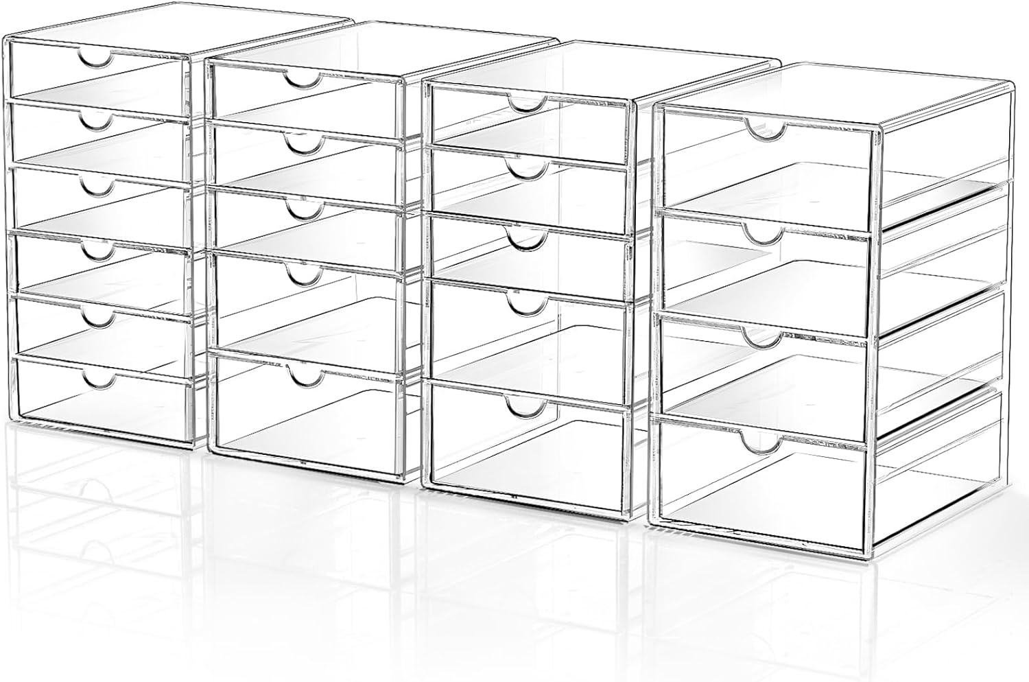Makeup Drawer Storage Organizer with 20 Drawers, 4 Set Acrylic Office Desk Organization and Storage, Dustproof Drawer Organizer for Makeup, Office, Countertop, Jewelry, Pen, Desktop, Bathroom, Bedroom